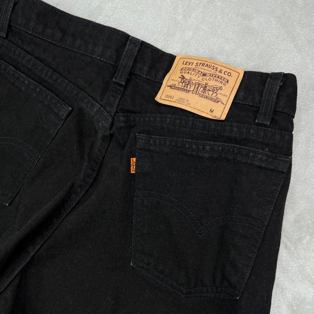 VTG Levis 15961 Orange Tab Jeans Womens 14 Black‎ Loose Fit Straight Made in USA